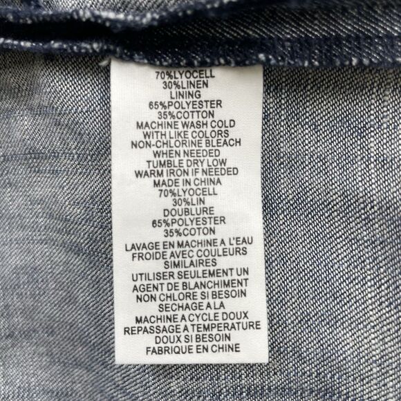 Trina Turk Darya Long Sleeve Chambray Dress Linen Blend-M - Picture 15 of 16